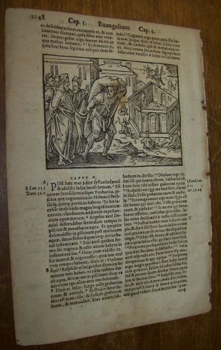 1573 ANTIQUE LATIN BIBLE LEAF 2ND JOHN TESTAMENT WITH COPPER ENGRAVING PAGE 3