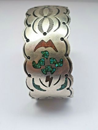 Vintage Native American Navajo Sterling Silver Cuff Bracelet 46 Grams