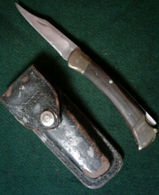 Vintage 3 Pin Buck 110 Folding Knife Usa Leather Sheath Knives Lock Blade Early