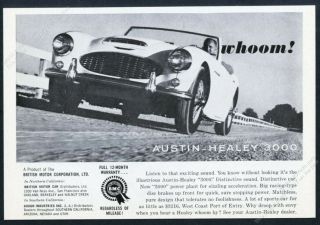 1961 Austin - Healey 3000 Car Photo Whoom Vintage Print Ad