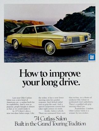 1974 Olds Cutlass Salon Vintage Oldsmobile Dealer Showroom Ad Proof Poster Sign
