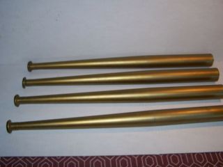 4 Vintage Mid Century Modern Gold Tone Metal Tapered Table Legs 19 " Long