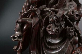 A3870: Chinese Wooden JUROJIN STATUE sculpture Ornament Figurines Okimono 3