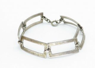 925 Sterling Silver - Vintage Open Designed Square Link Chain Bracelet - B5928 2