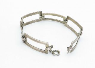 925 Sterling Silver - Vintage Open Designed Square Link Chain Bracelet - B5928 3