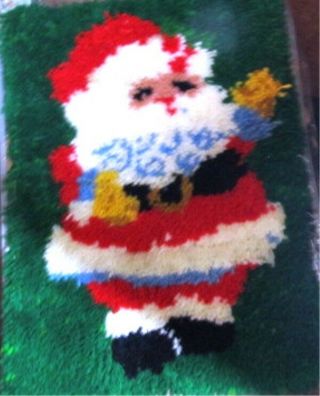 Santa Claus Full Body Rug Completed Latch Hook Retro Vintage Christmas Decor