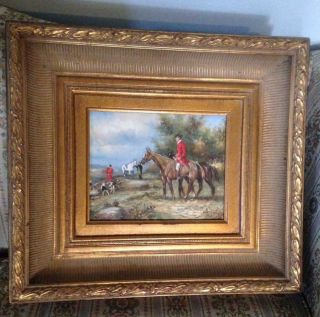 Antique Style Oil Painting Of English Fox Hunt Scene