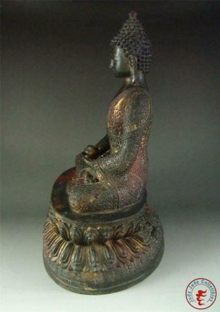 Very Large Fine Old Chinese Tibet Gilt Bronze Tibetan Buddha Sakyamuni Statue 2