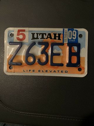 Utah Life Elevated Motorcycle License Plate