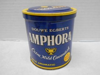 Vintage Metal Tobacco Tin Douwe Egberts Amphora Extra Mild Cavendish Holland