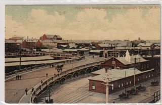 Vintage Postcard Horseshoe Bridge And Railway Buildings Perth Western Australia