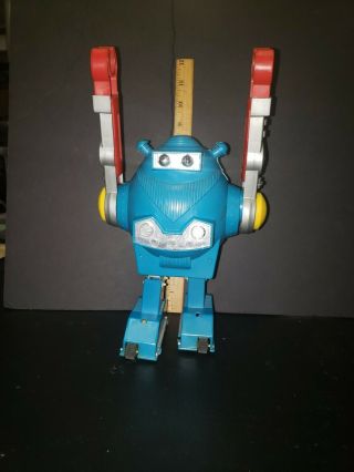 Vintage Made In Japan Battery Operated Walking Space Robot.  Blue 8 Inches Tall