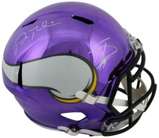 Vikings Adam Thielen & Stefon Diggs Signed Chrome Full Size Speed Rep Helmet Bas