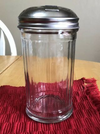 ☕️vintage ‘canada’ Glass Diner/restaurant Sugar Shaker Jar W Chrome Lid & Spout