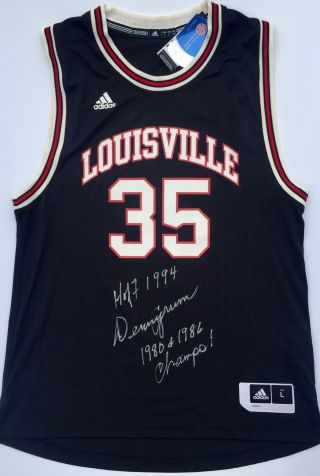 Denny Crum Signed Louisville Cardinals Basketball Jersey W/coa 80 & 86 Champs