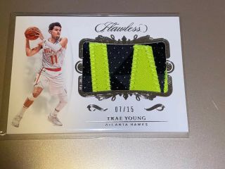 Trae Young 2018 - 19 Flawless Jumbo Game Worn Letter Patch Rookie / 15