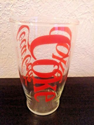 Vintage Large Coca Cola Enjoy Coke Clear Glass Tumbler Red Lettering 6 7/8 