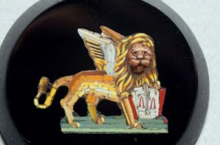 Antique Italian Micro Mosaic Plaque Button