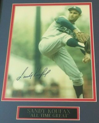 L.  A.  Dodgers Sandy Koufax Autographed 8x10 W/coa Matte And Framed Ready To Hang