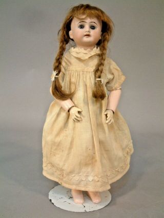 13 " Antique German Bisque Head Doll Carved All Wood Body $1 Nr