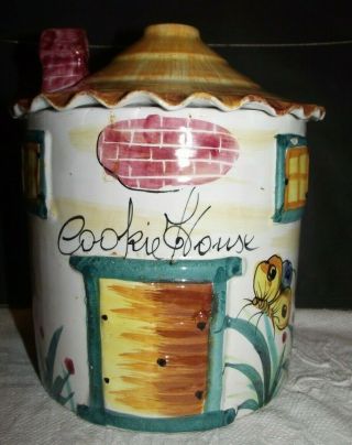 Good Vintage Mcm Italian Pottery Cookie Jar Huge Italy 8 " H. ,  5.  5 " Dia