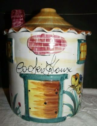 Good Vintage MCM Italian Pottery Cookie Jar Huge Italy 8 