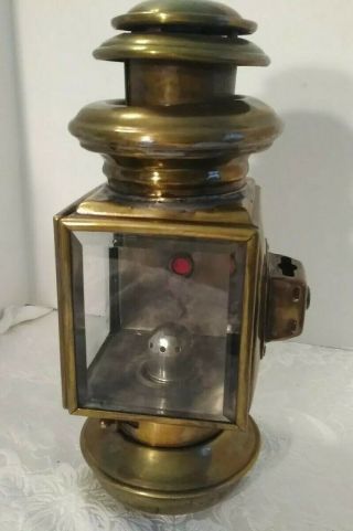 Antique Brass Auto Carriage Buggy Kerosene Lamp Light,  Clear Glass Lantern 2