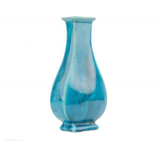 A Vintage Chinese Hu Form Chinese Turquoise Crackle Glaze Vase