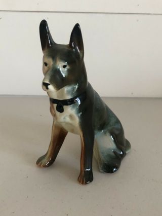 Vintage Porcelain Dog Figurine,  German Or Dutch Shepherd Or Belgian Malinois