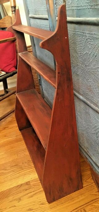 Old Whale Tail Hanging Wall Shelf With Red And Black Paint 26 " Wide X 31 " High