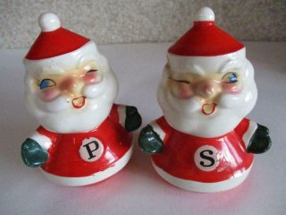 Winking Vtg Holt Howard Mrs & Santa Claus Christmas Holiday Salt & Pepper Shaker