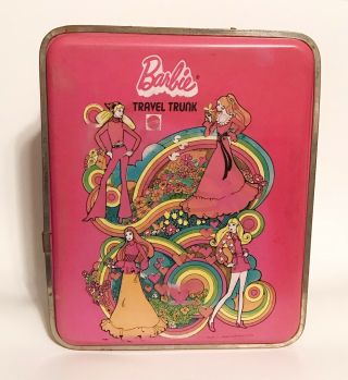 Vintage 1972 Barbie Travel Trunk Old Mattel Doll Case Girls Toy Display Suitcase