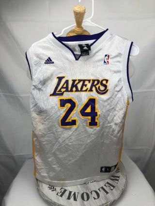 Los Angeles Lakers Nba Basketball Jersey Kobe Bryant 24 Adidas Youth Large Whit