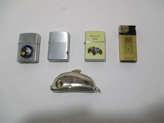 5 Vintage Vulcan Zippo Cigarette Lighters Tobacco Cigars Chewing Usa Pipe Cars
