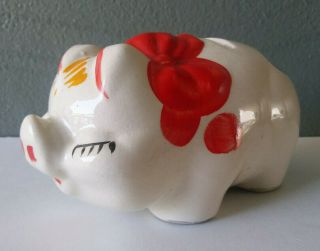 American Bisque Pottery - Vintage Polka Dot Piggy Bank