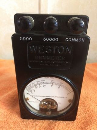 Vintage Weston Ohm Meter Test Ohmmeter Model 689 Tester Portable,