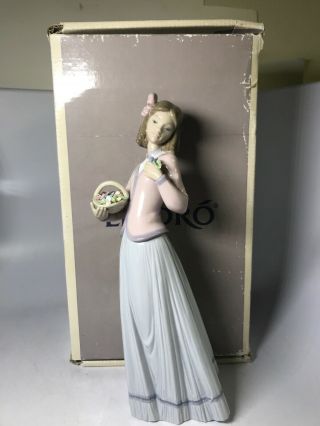 Vintage Lladro Porcelain Figurine 07644 Innocence In Bloom W/ Box
