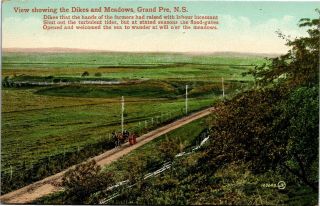 View Of Dikes And Meadows,  Grand Pre Nova Scotia Vintage Postcard K08