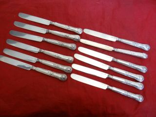 Rare Set Of 12 Antique Chinese Export Pseudo English Hallmarks Dinner Knives