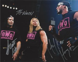 Wcw Hulk Hogan.  Kevin Nash.  Scott Hall Nwo Triple Signed 8x10 Photo & C.  O.  A.