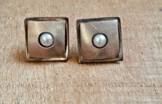 Vintage Sterling Silver Post Earrings With Pearls