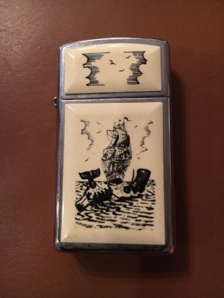 Zippo Lighter Small With Ships And Whale And Ocean Design Unstruck No Box