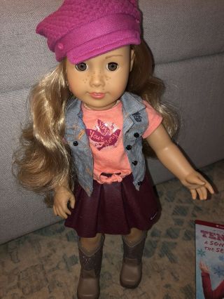 American Girl Doll Tenney Grant 18 Inch And Book And Accessories