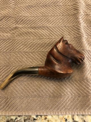 Vtg Carved Horse Head Pipe