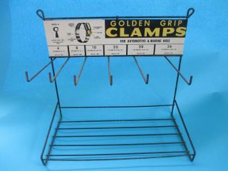 Vintage Sign Golden Grip Automotive Marine Hose Clamps Display Rack Gas Station