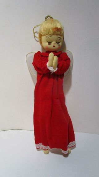 Vintage Cloth Large Christmas Praying Angel Ornament Doll 1960 