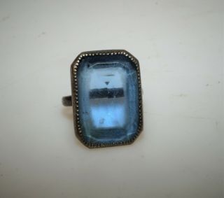 Antique Massive 7ct Blue Tourmaline Sterling Silver Cocktail Ring Size 4 Pinky