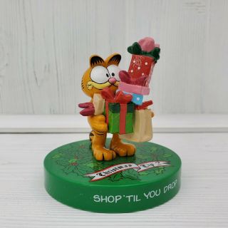 Vintage Enesco Garfield The Cat Christmas Tip 2 Shop Til You Drop Figurine