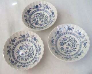 Set Of 3 Vintage J & G Meakin England Blue Nordic 6 - 1/2 " Coupe Cereal Bowls
