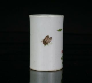 FINE Antique Chinese Famille Rose Porcelain Flower Bitong Brush Pot 19th/20th C 3